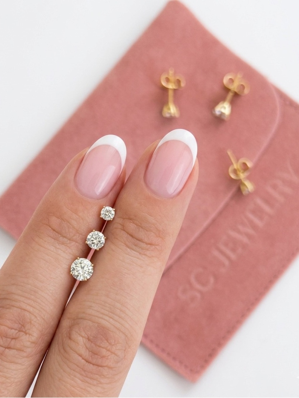 14K Gold Plated Round Cut CZ Stud Earrings Set (3 Pairs) | Luxury Dainty Jewelry